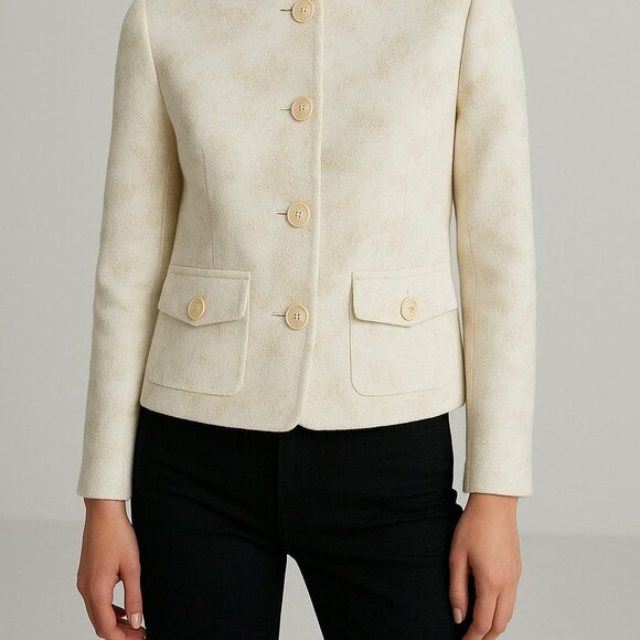 ZARA Cream Bouclé Blazer with Gold Shimmer - Picture 2 of 3